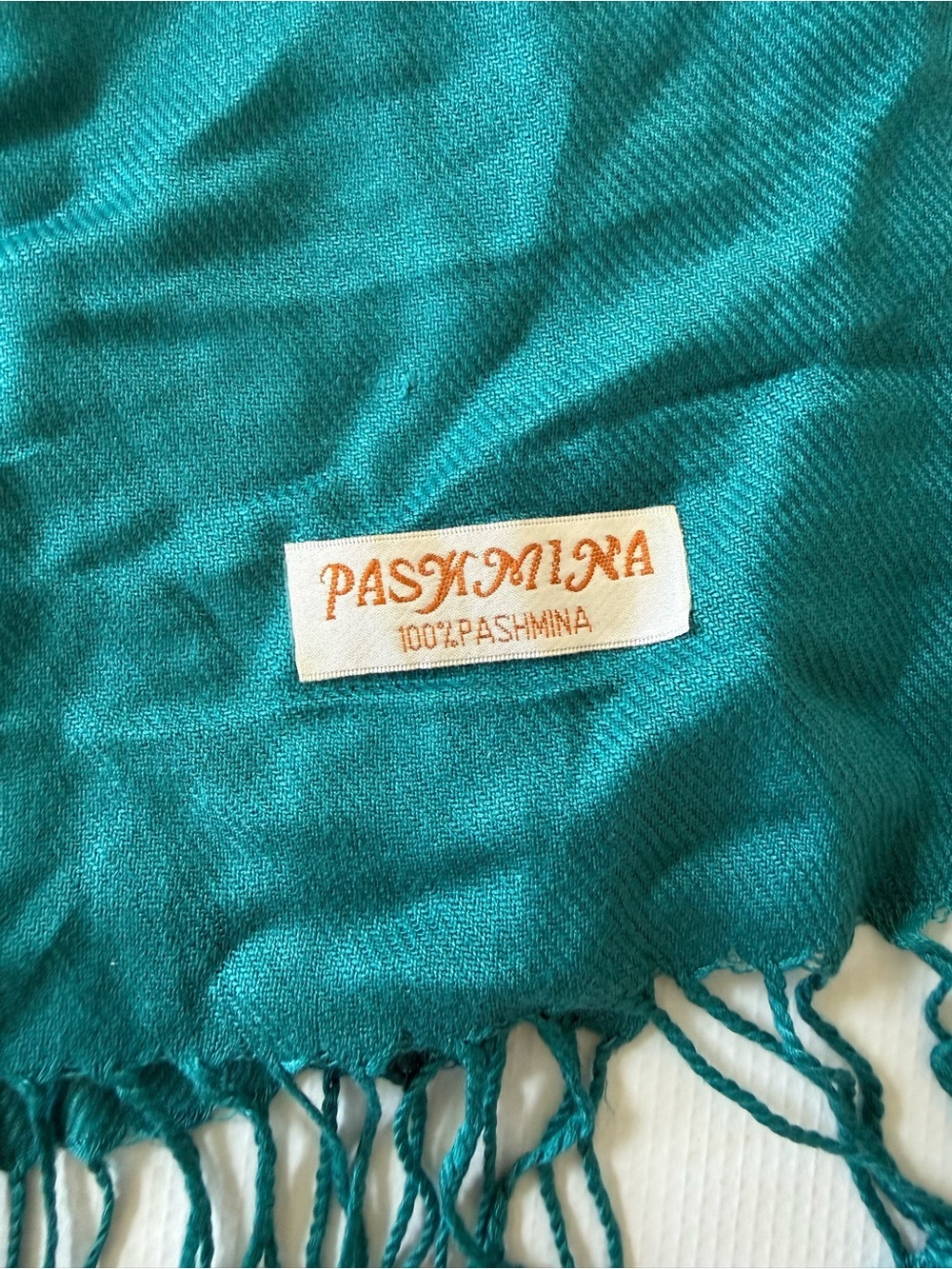 pashmina dark Teal Green Fringe Wrap Scarf - Picture 3 of 4
